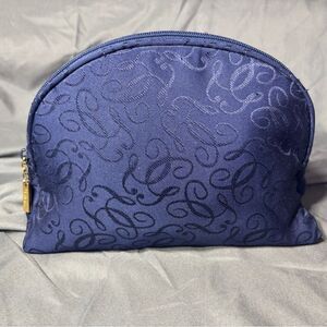 Vintage Guerlain Paris Navy Blue Canvas Cosmetic Travel Makeup Pouch/Bag EPC